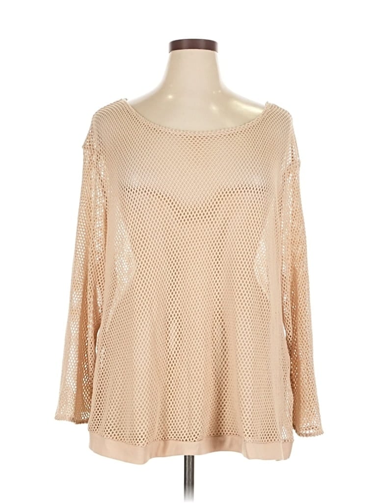 Pre-owned Shade & Shore Long Sleeve Blouse In Brown