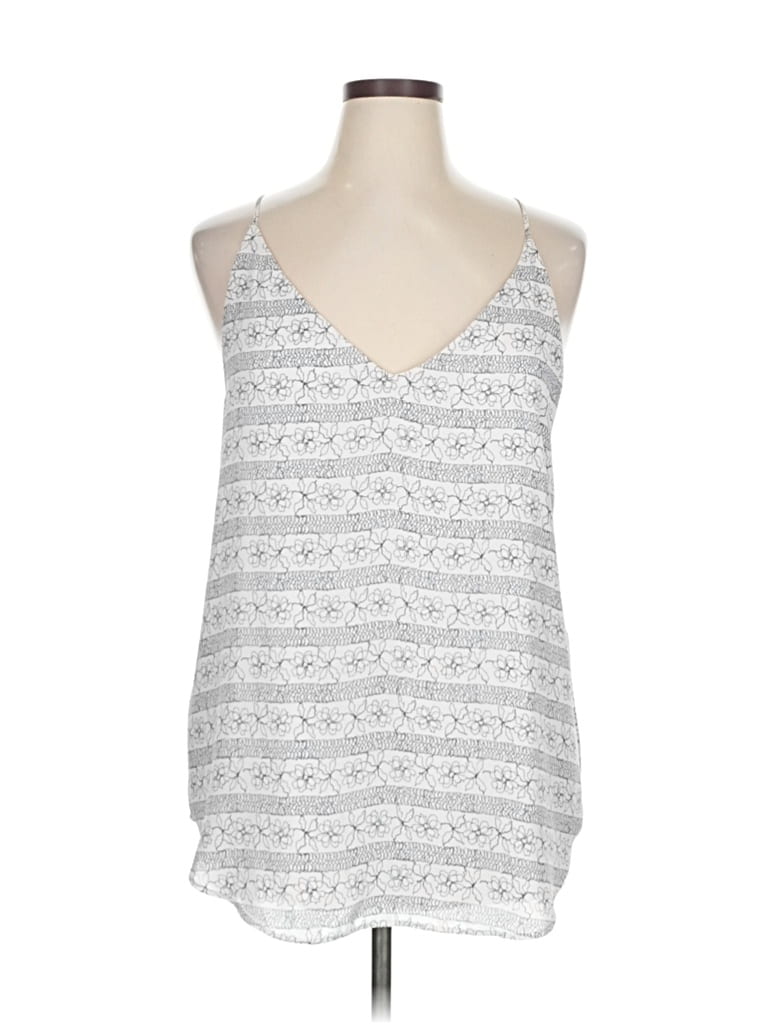 Pre-owned Ann Taylor Loft Sleeveless Top Silver V Neck Tops