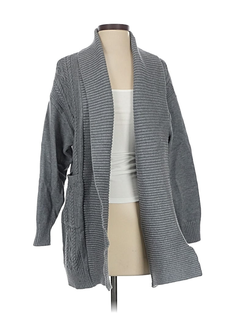 Pre-owned Zyia Active Cardigan Sweater In Gray