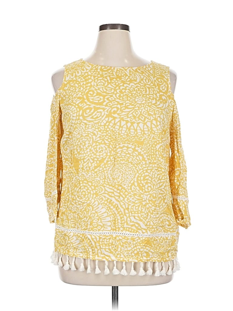 Pre-owned Chico's 3/4 Sleeve Blouse In Yellow