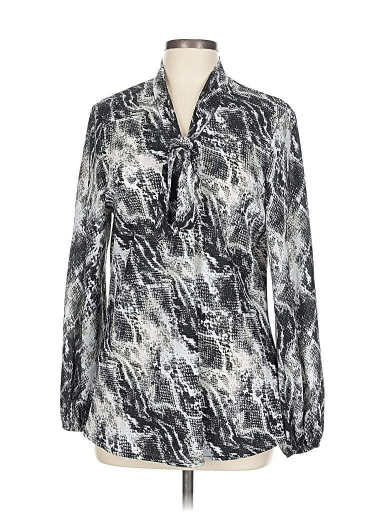 KASPER Pre-owned Long Sleeve Blouse In Silver
