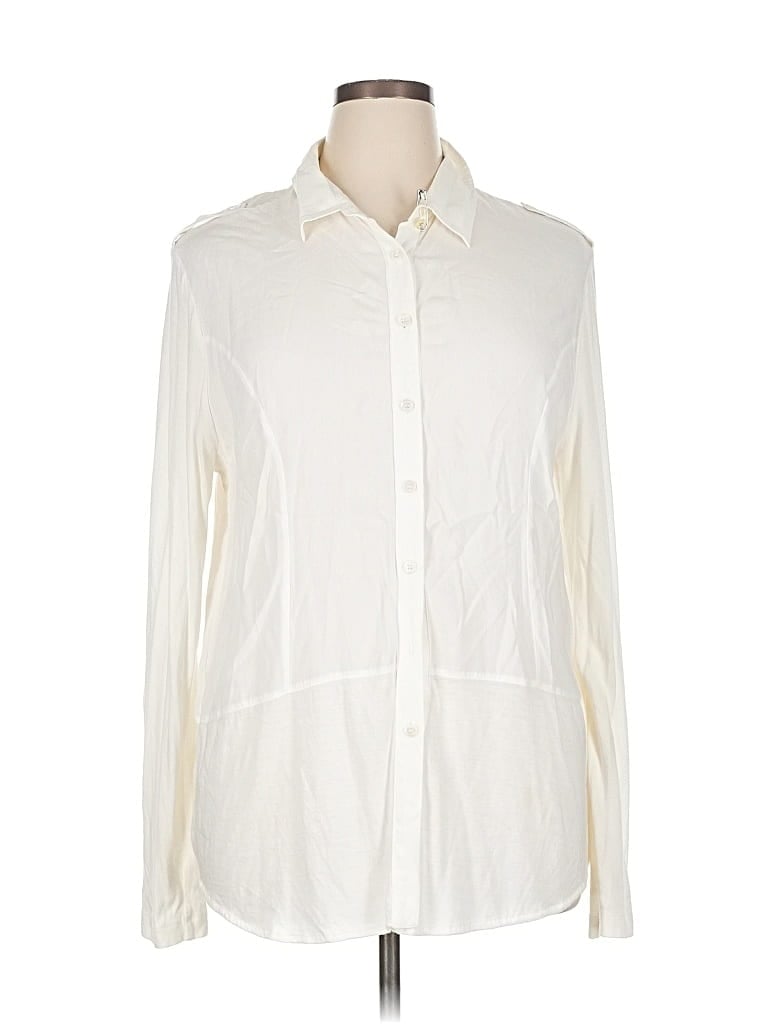 Pre-owned Two By Vince Camuto Long Sleeve Button Down Shirt In White