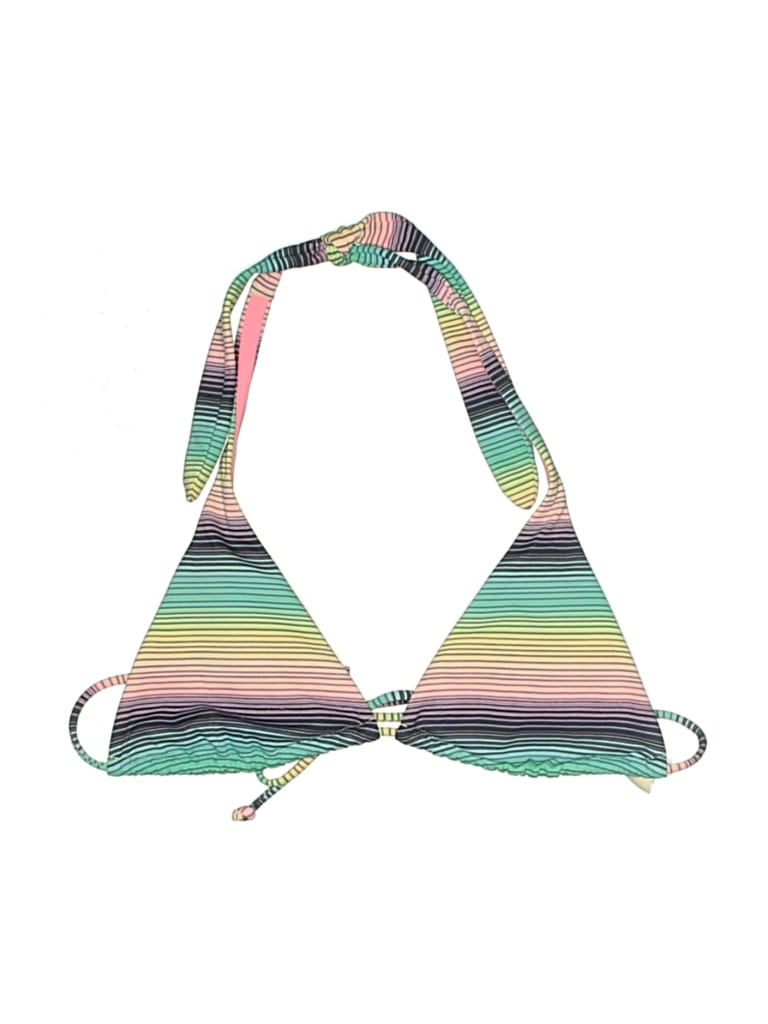 Click to view more detailed imagery on our partner's website Pre-owned Victoria's Secret Swimsuit Top Green Stripes Pattern Swimwear