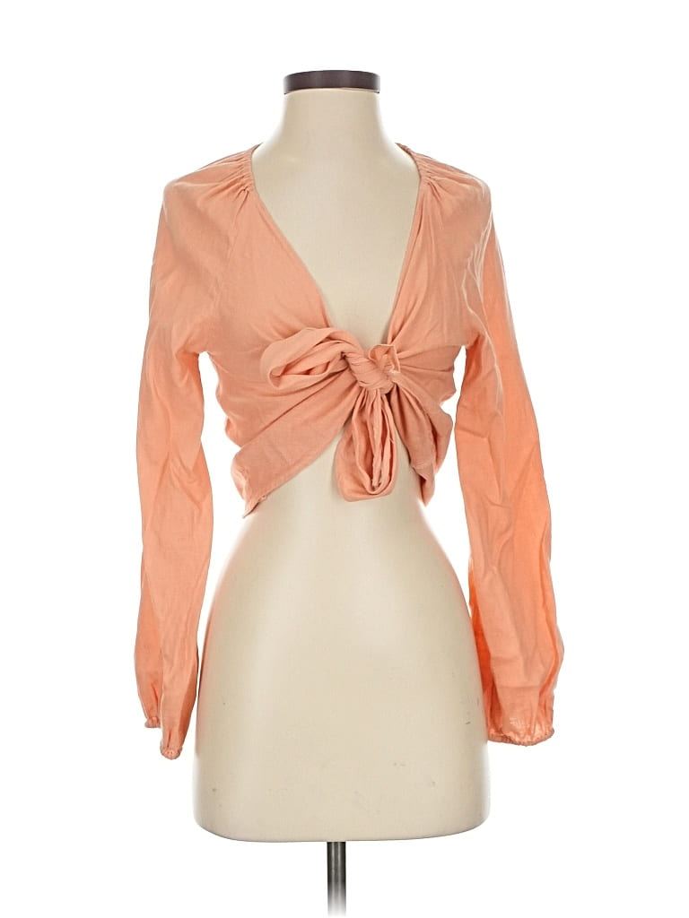 Pre-owned Assorted Brands Long Sleeve Blouse In Orange