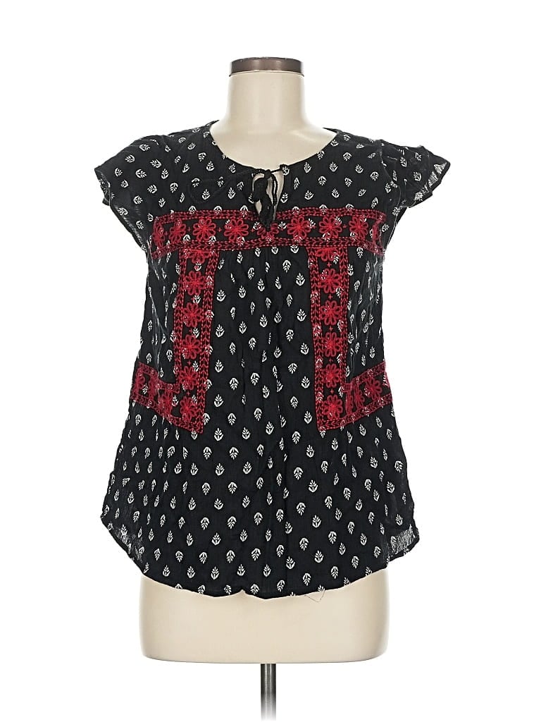 Pre-owned Old Navy Short Sleeve Blouse In Black