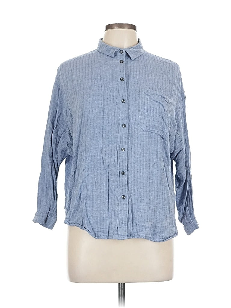 Pre-owned Morley 3/4 Sleeve Button Down Shirt In Blue
