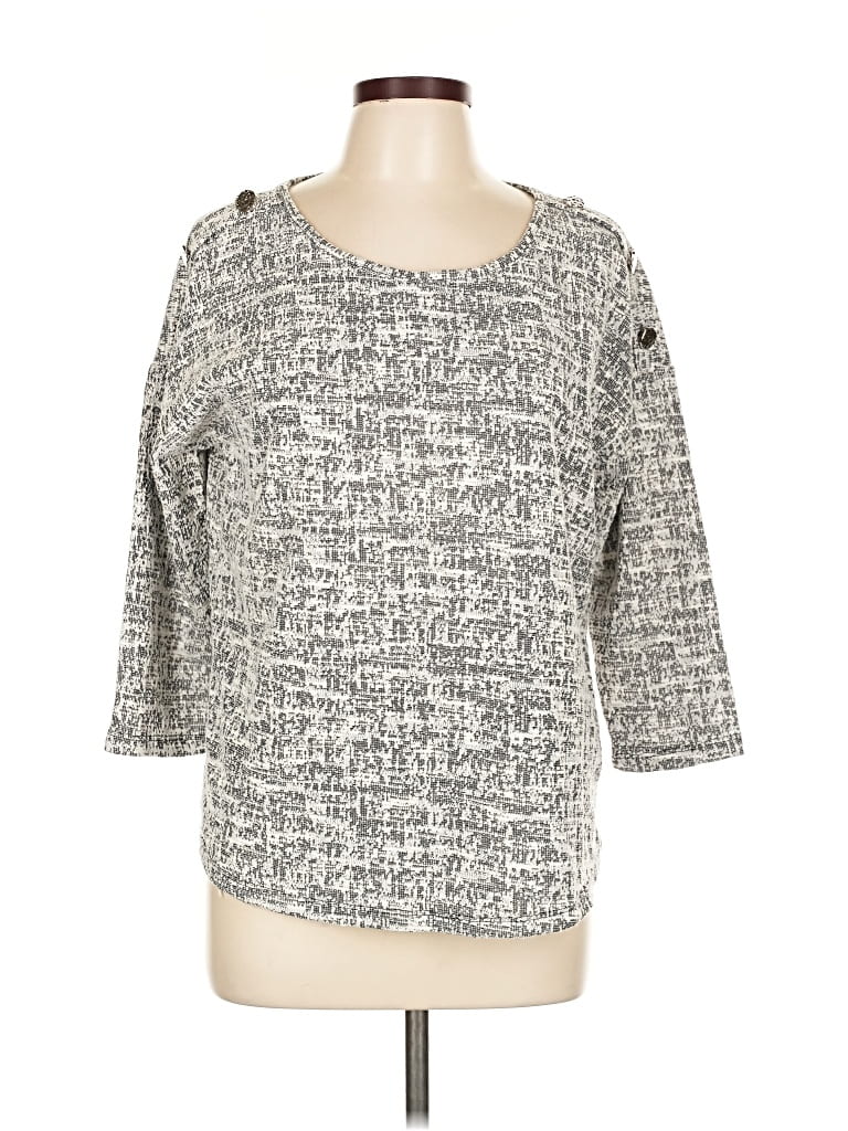 Pre-owned Love Scarlett 3/4 Sleeve Top Gray Square Neckline Tops