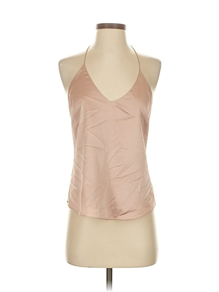 Pre-owned Cotton Candy La Sleeveless Top Tan Halter Neckline Tops In Brown