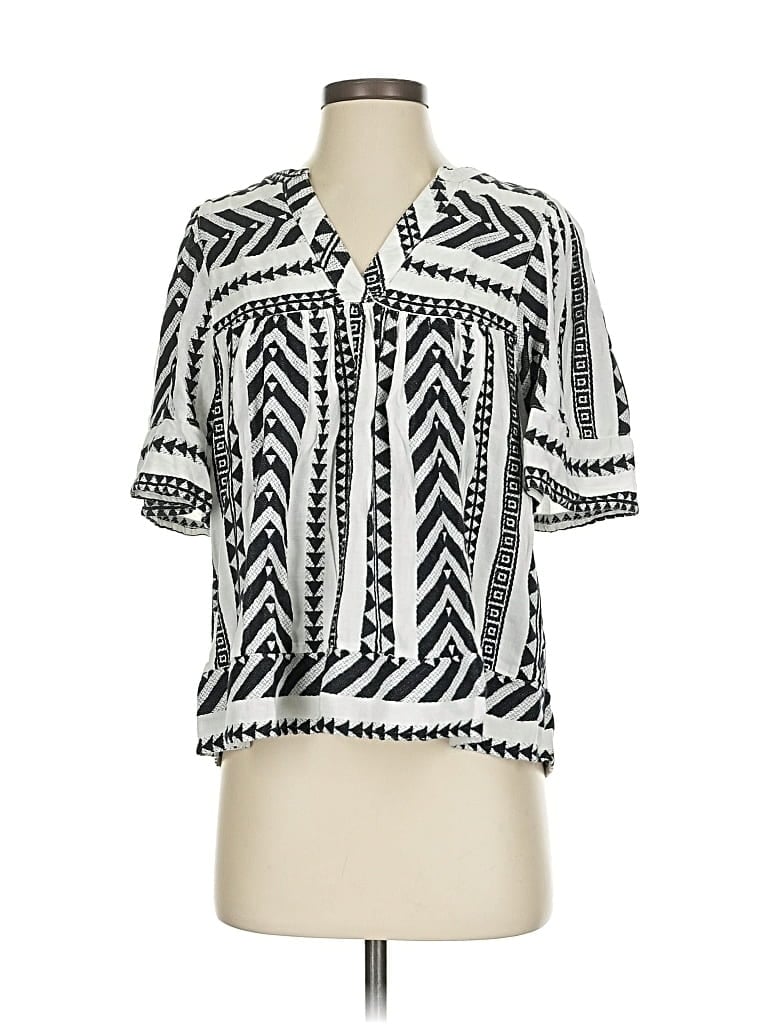 Pre-owned Old Navy Short Sleeve Blouse In White