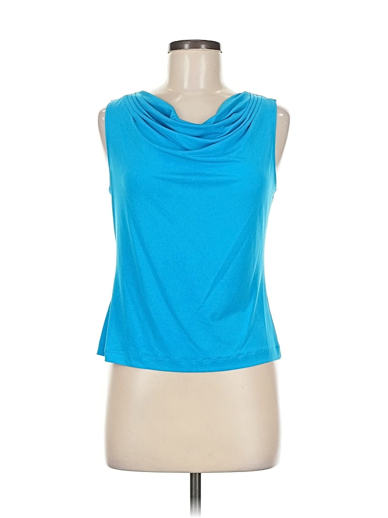 Pre-owned Calvin Klein Sleeveless Top Blue Cowl Neck Tops