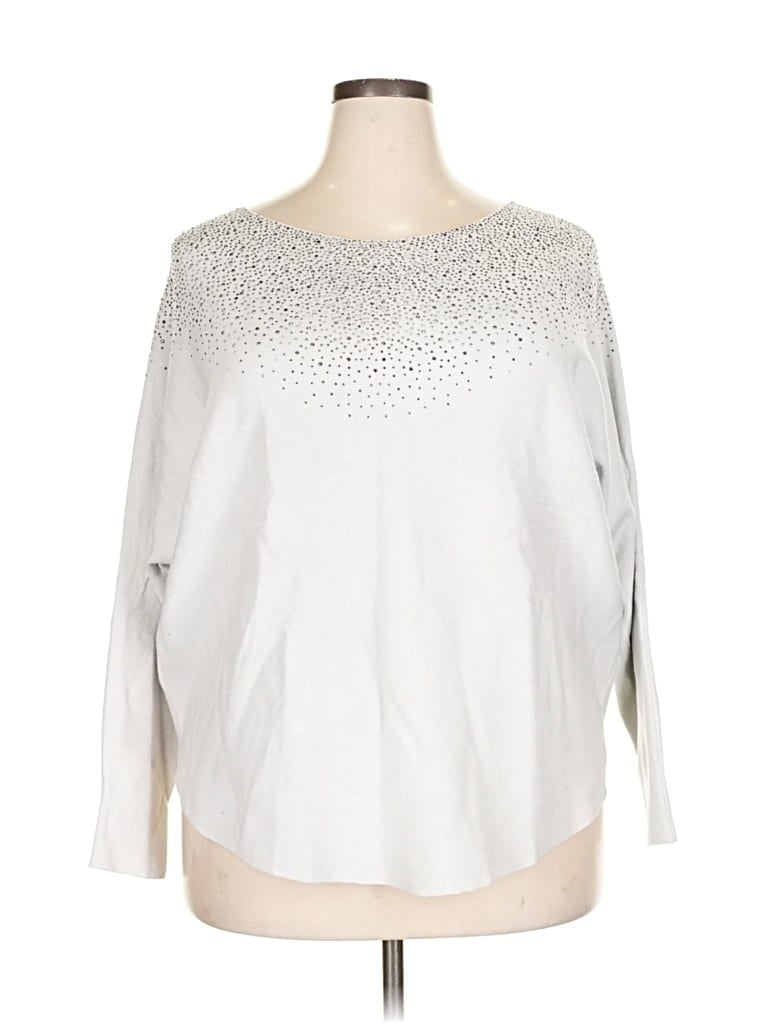 Pre-owned Max Studio Pullover Sweater In Silver