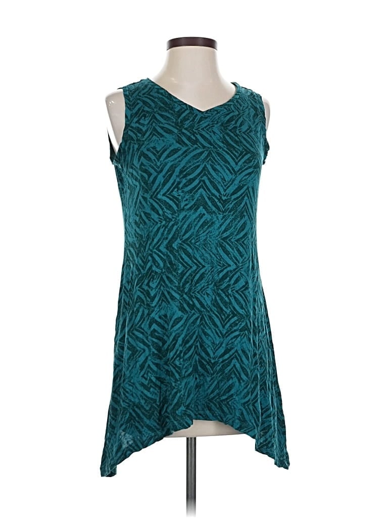 Pre-owned Logo By Lori Goldstein Sleeveless Top Teal Scoop Neck Tops In Blue