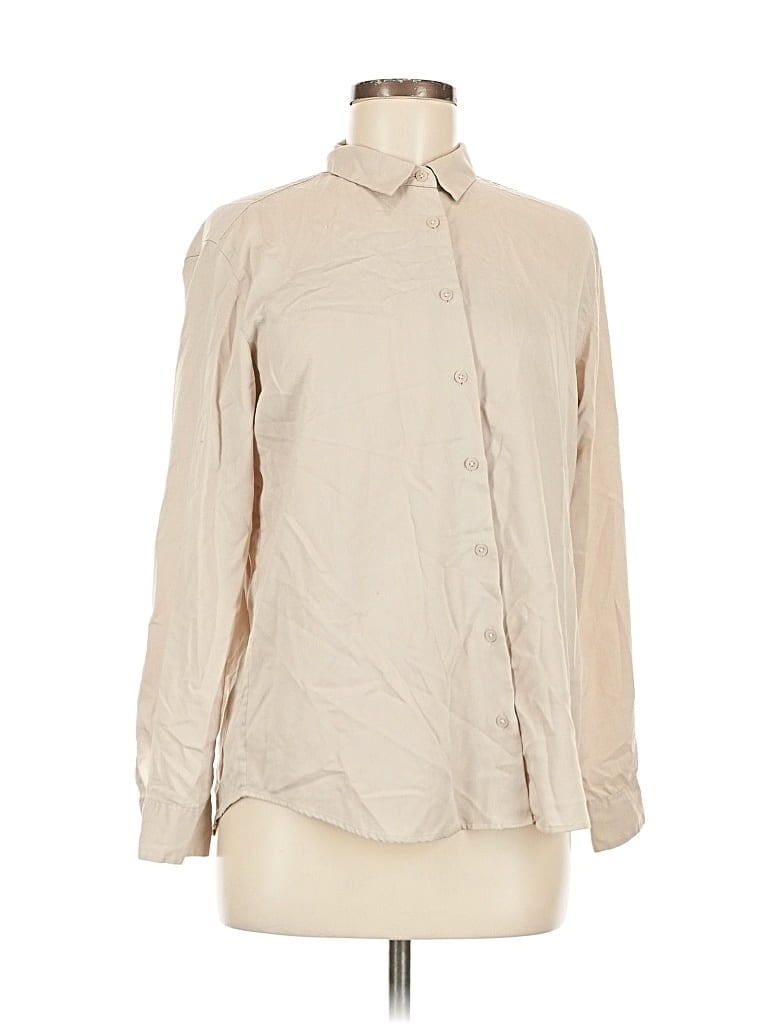 Pre-owned Uniqlo Long Sleeve Button Down Shirt In Brown