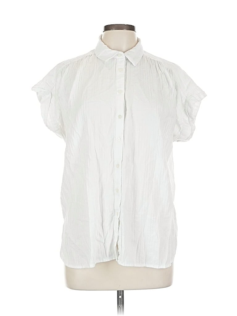 Pre-owned Ann Taylor Loft Short Sleeve Blouse In White