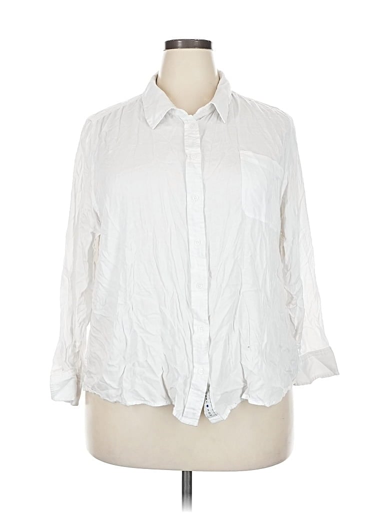 Pre-owned Lucky Brand 3/4 Sleeve Button Down Shirt In White