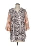 Grace & Emma 100% Polyester Animal Print Brown 3/4 Sleeve Blouse Size S - photo 1