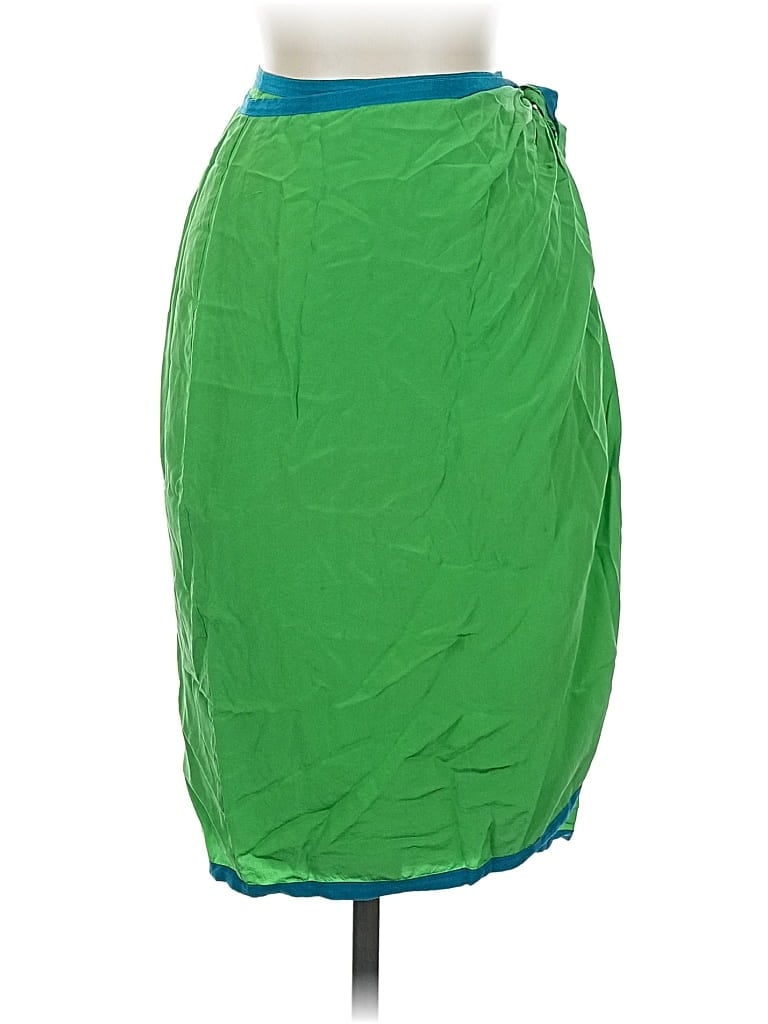 Pre-owned Linda Allard Ellen Tracy Silk Skirt In Green
