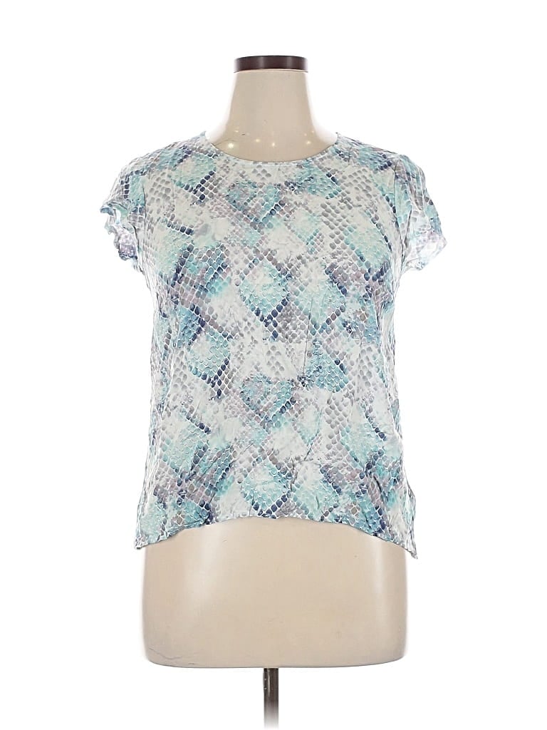 Pre-owned Cynthia Rowley Tjx Short Sleeve Blouse In Blue