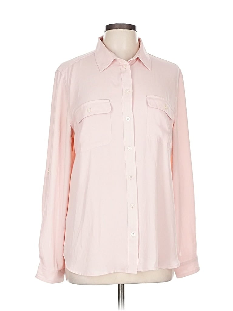 Pre-owned Ann Taylor Loft Long Sleeve Blouse In Pink