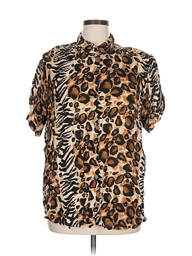 Pre-owned Assorted Brands Short Sleeve Blouse In Brown