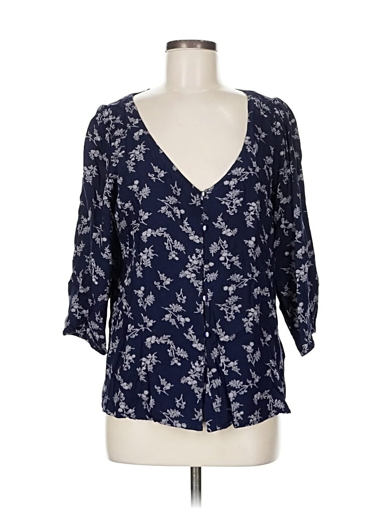 Pre-owned Hinge 3/4 Sleeve Blouse In Blue