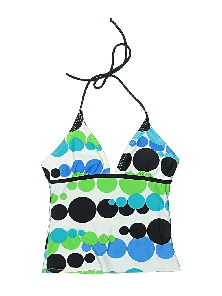 Pre-owned So Swimsuit Top Blue Polka Dots Pattern Swimwear