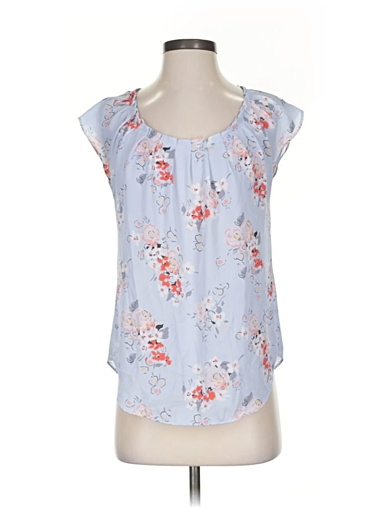 Pre-owned Lc Lauren Conrad Short Sleeve Blouse In Blue