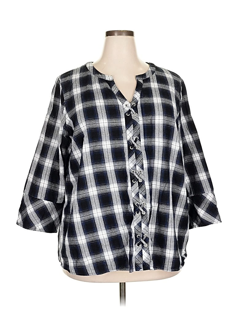 Pre-owned Skies Are Blue 3/4 Sleeve Button Down Shirt In Black