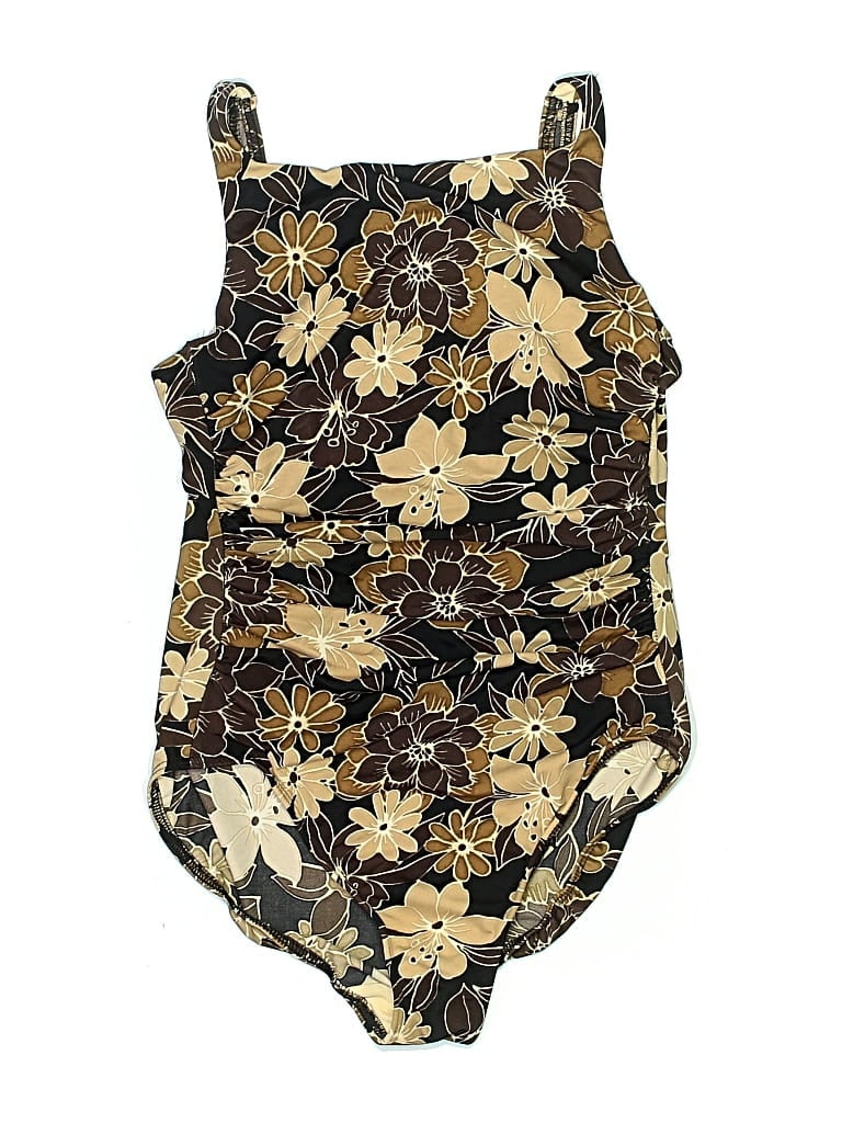 Pre-owned Lands' End One Piece Swimsuit In Gold