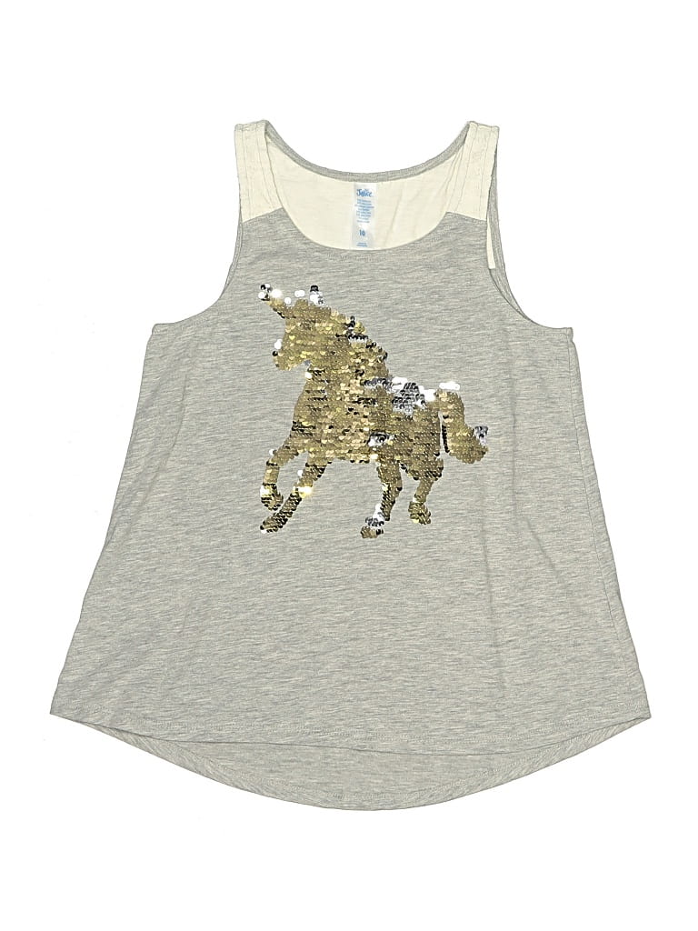 Pre-owned Justice Kids' Tank Top Silver Halter Neckline Tops