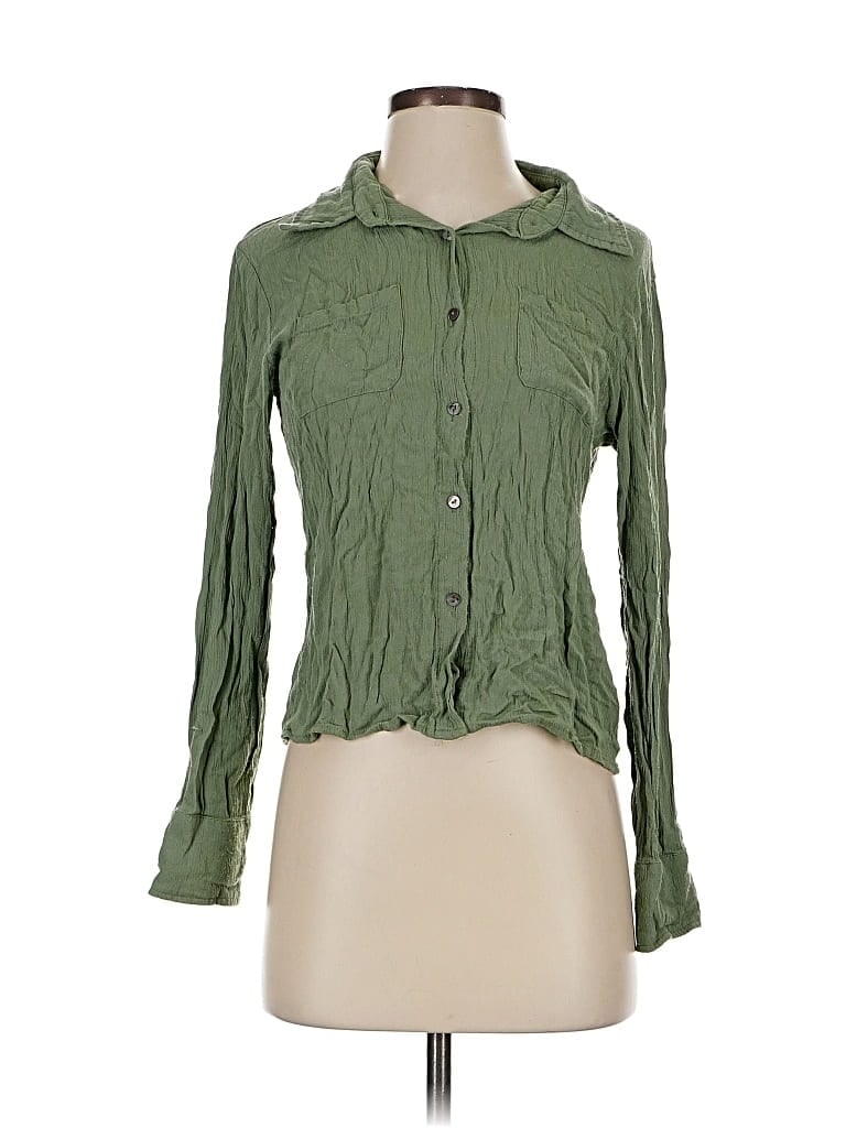 Pre-owned Vici Long Sleeve Blouse In Green