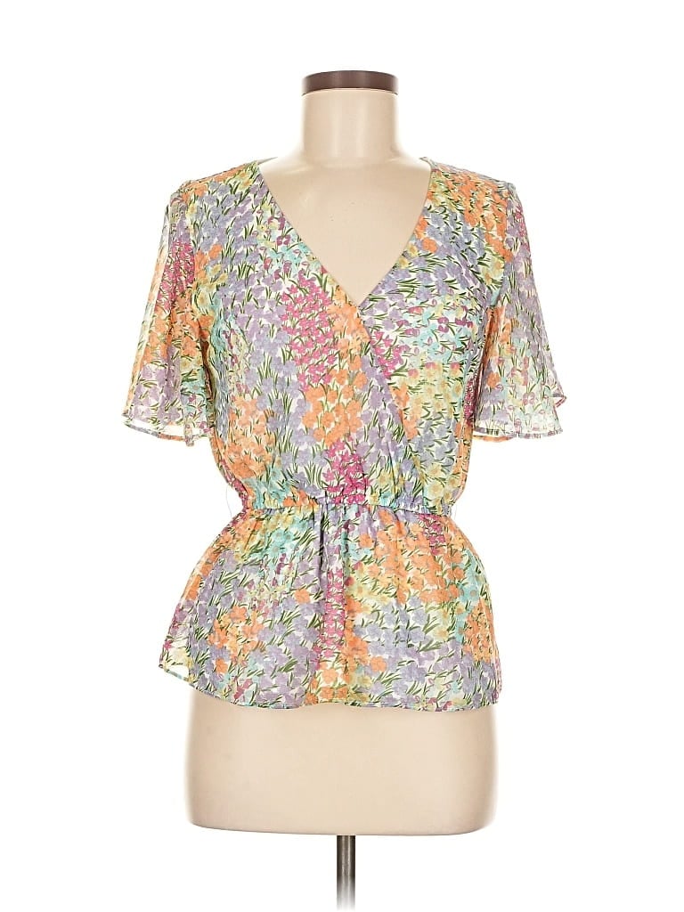 Pre-owned Sonoma Goods For Life Short Sleeve Blouse In Yellow