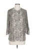 DR2 100% Polyester Metallic Silver 3/4 Sleeve Blouse Size L - photo 1