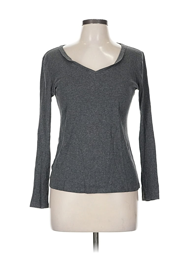 Pre-owned Ann Taylor Factory Long Sleeve T-shirt In Gray
