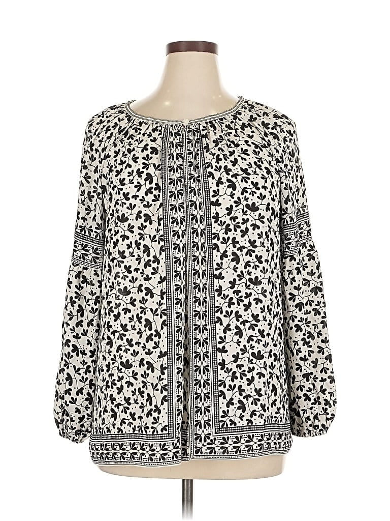 Pre-owned Max Studio Long Sleeve Blouse In White