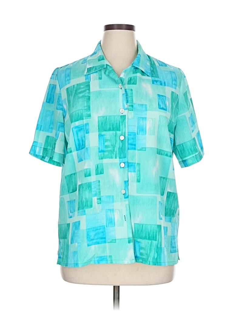 Pre-owned Allison Daley Short Sleeve Blouse In Blue