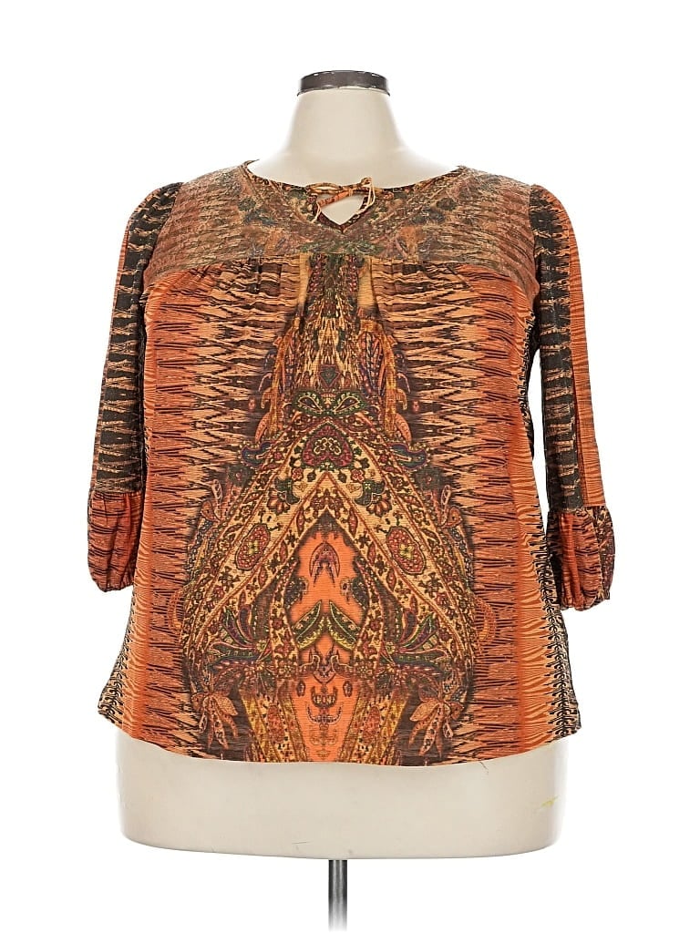 Pre-owned Dressbarn 3/4 Sleeve Blouse In Orange