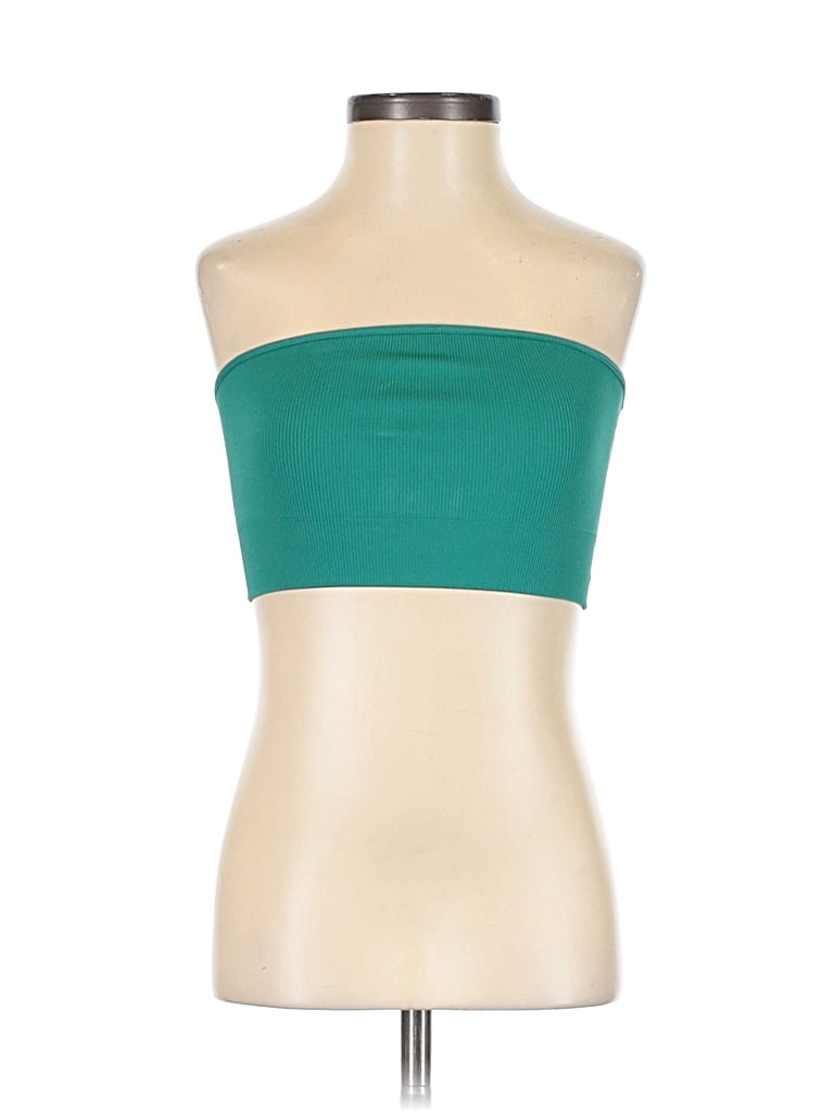 Pre-owned Sweaty Betty Tube Top Teal Strapless Neckline Tops In Blue