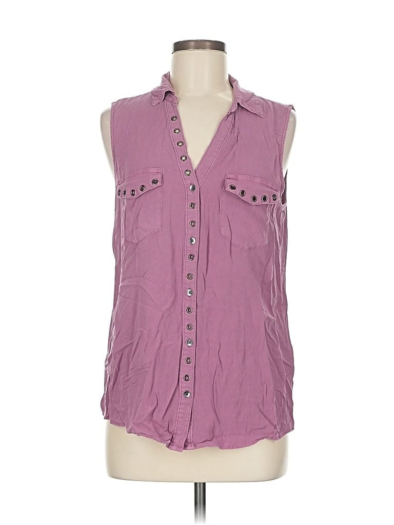 Pre-owned Unbranded Sleeveless Button Down Shirt In Purple