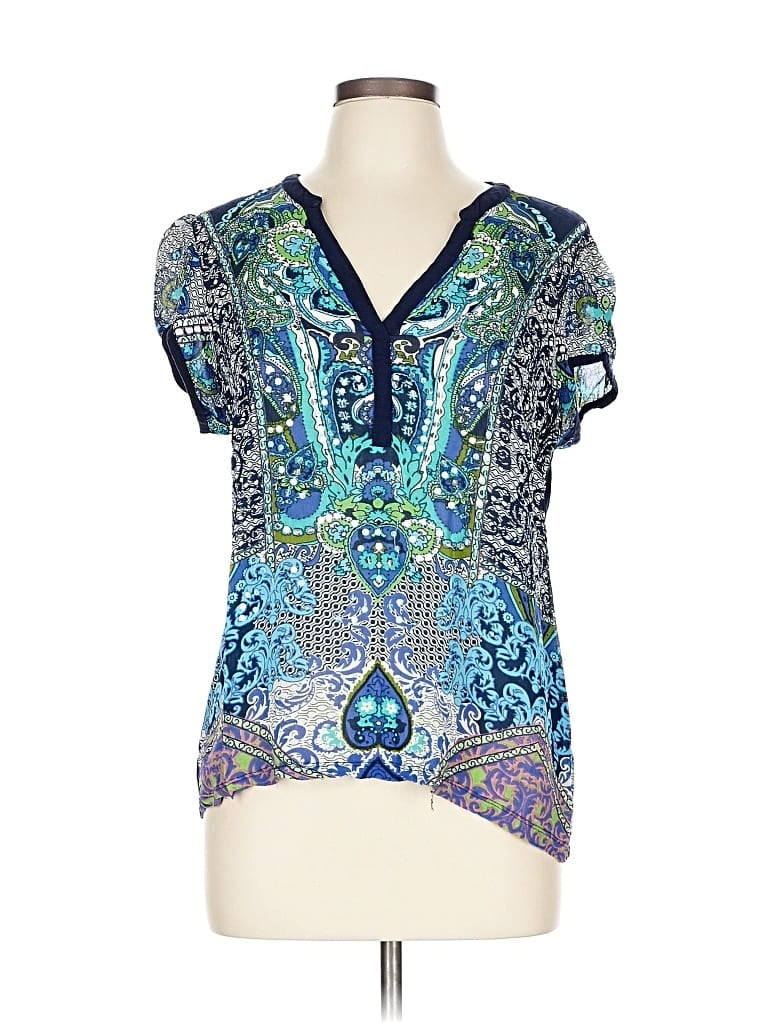 Click to view more detailed imagery on our partner's website Pre-owned Bila Short Sleeve Henley Shirt In Blue