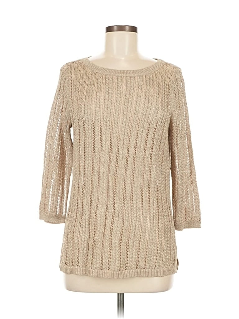 Click to view more detailed imagery on our partner's website Pre-owned Talbots 3/4 Sleeve Top Tan Boatneck Tops In Brown