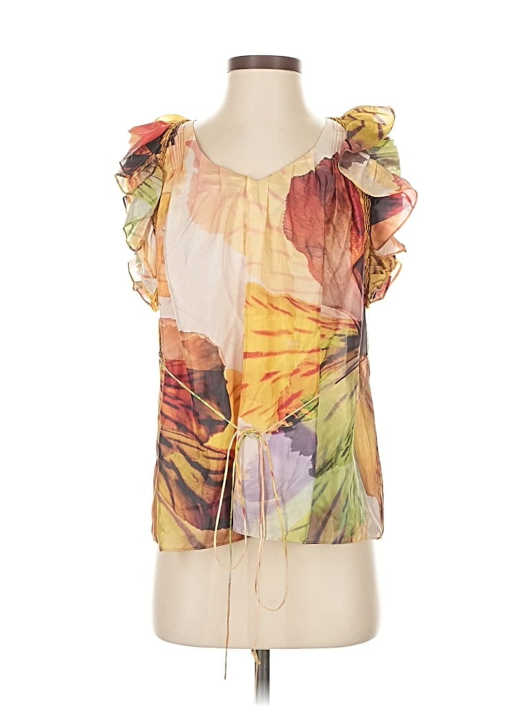 Pre-owned Leifsdottir Sleeveless Silk Top Gold Halter Neckline Tops