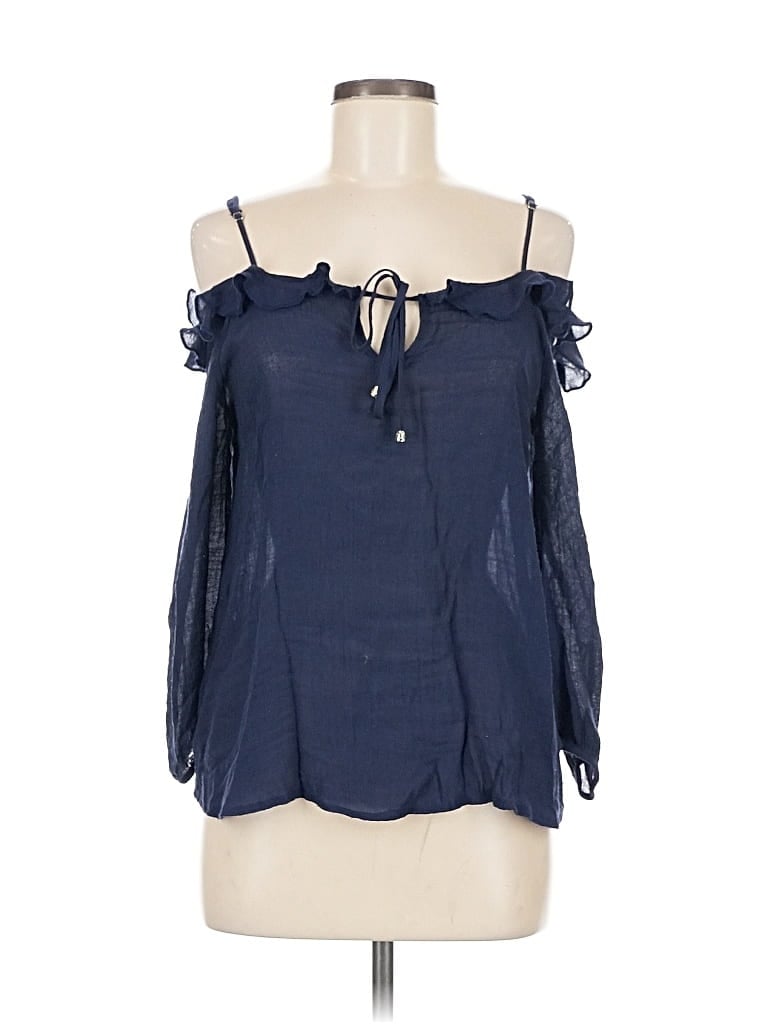 Pre-owned Active Usa 3/4 Sleeve Blouse In Blue