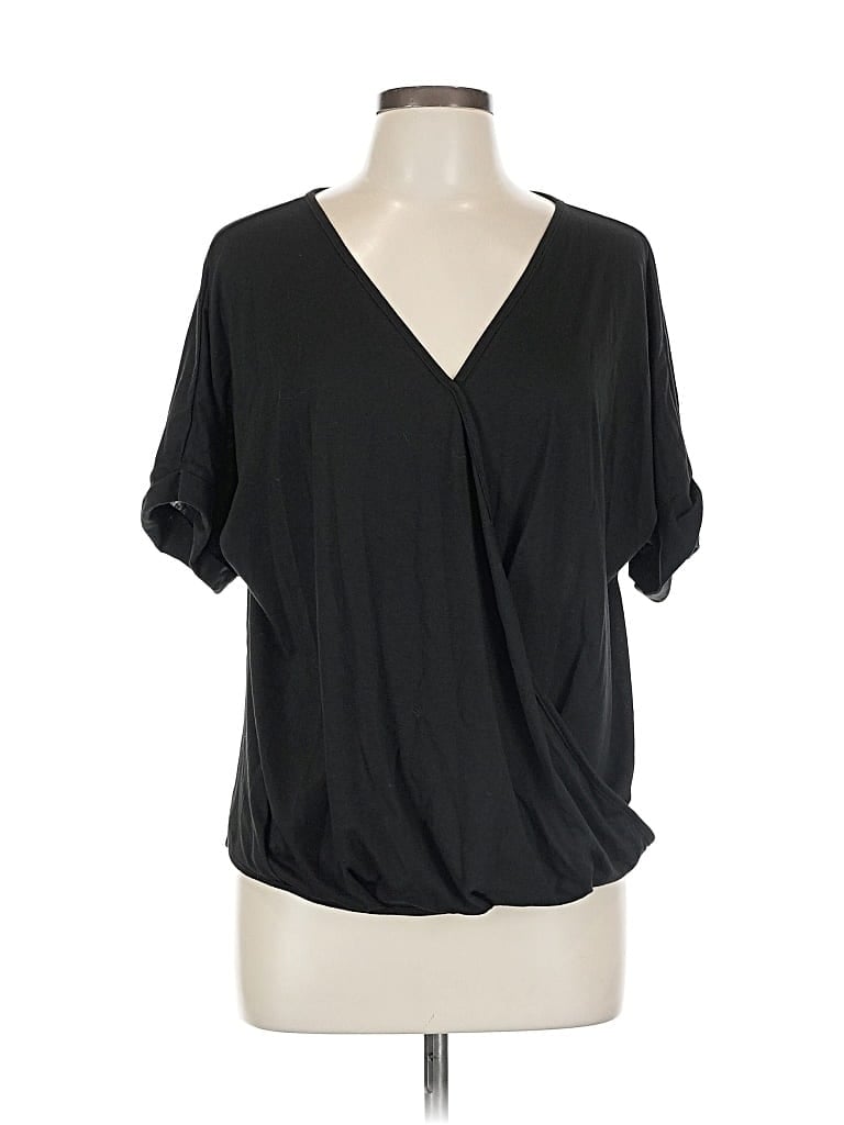 Pre-owned Unbranded Short Sleeve Blouse In Black