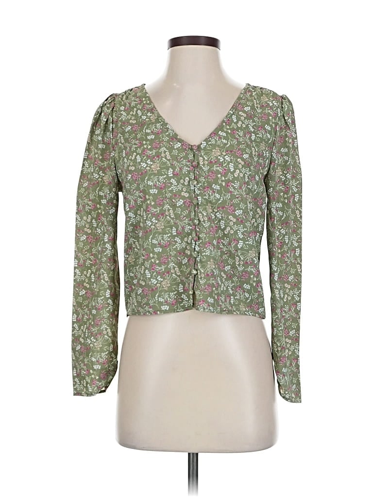 Pre-owned Lush 3/4 Sleeve Blouse In Green