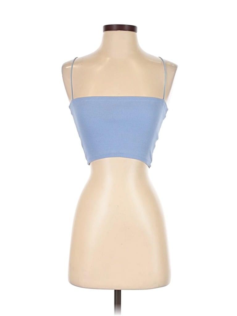 Pre-owned Zara Tank Top Blue Strapless Neckline Tops
