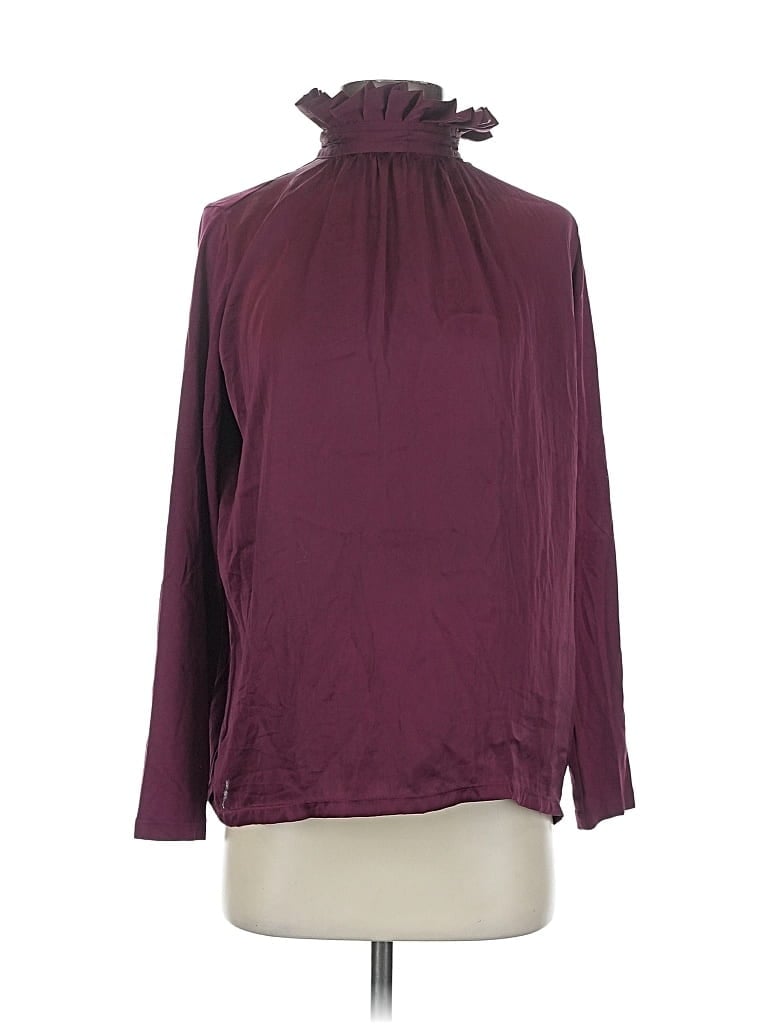 Pre-owned Banana Republic Factory Store Long Sleeve Blouse In Burgundy