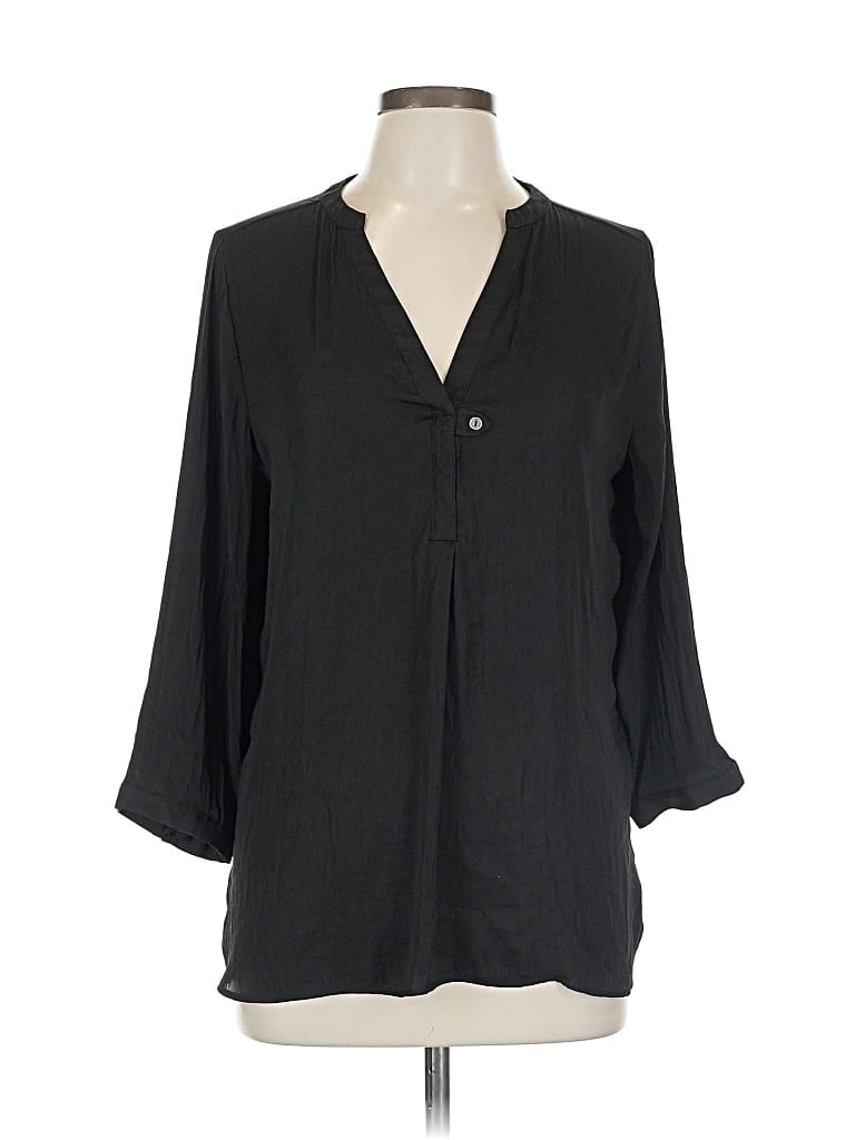 Pre-owned Left Coast By Dolan 3/4 Sleeve Blouse In Black