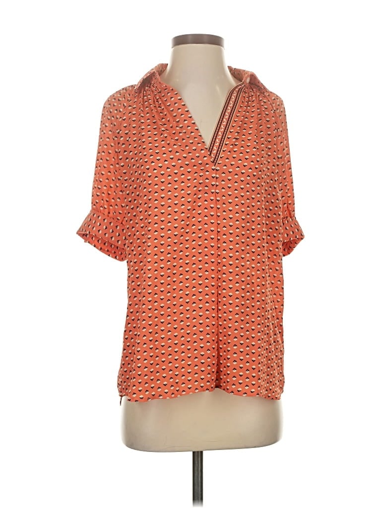 Pre-owned Max Studio Short Sleeve Blouse In Orange
