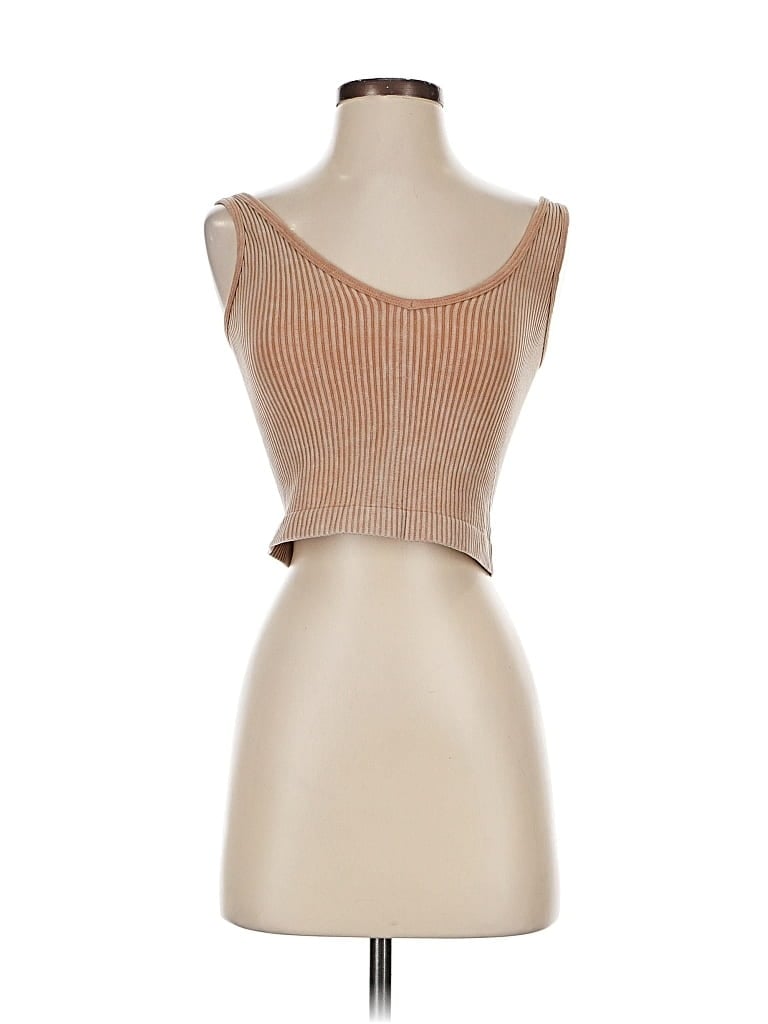 Pre-owned Aura Tank Top Brown Strapless Neckline Tops